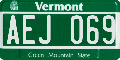 VT license plate AEJ069