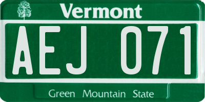 VT license plate AEJ071