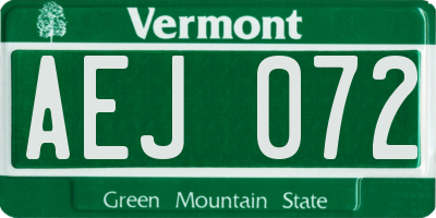VT license plate AEJ072