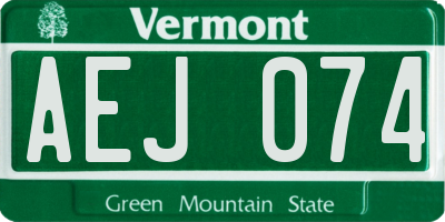 VT license plate AEJ074