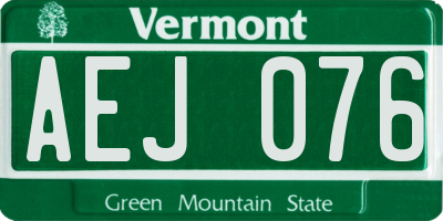 VT license plate AEJ076