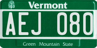 VT license plate AEJ080
