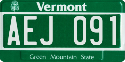 VT license plate AEJ091
