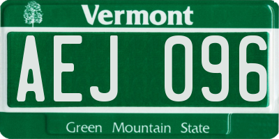 VT license plate AEJ096