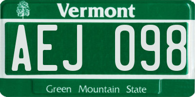 VT license plate AEJ098