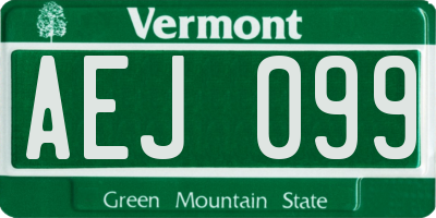 VT license plate AEJ099