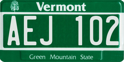 VT license plate AEJ102