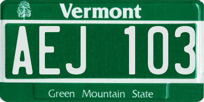 VT license plate AEJ103
