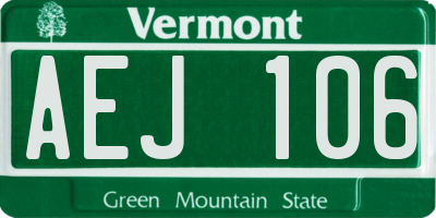 VT license plate AEJ106