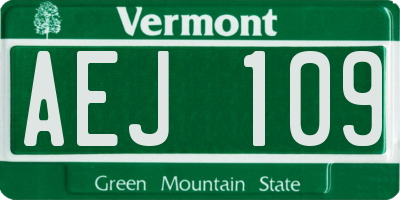 VT license plate AEJ109