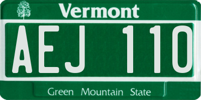 VT license plate AEJ110