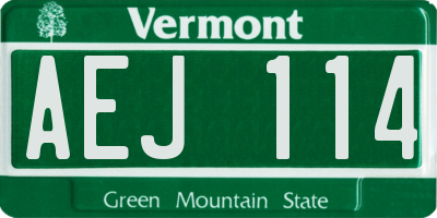 VT license plate AEJ114