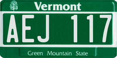 VT license plate AEJ117
