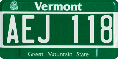 VT license plate AEJ118