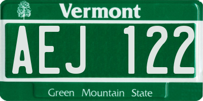 VT license plate AEJ122