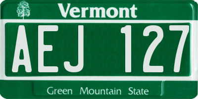 VT license plate AEJ127