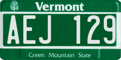 VT license plate AEJ129