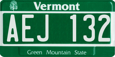 VT license plate AEJ132