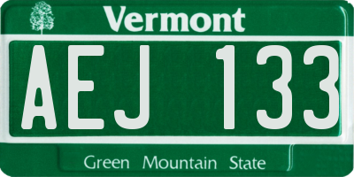 VT license plate AEJ133