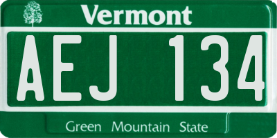 VT license plate AEJ134