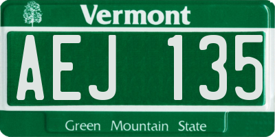 VT license plate AEJ135