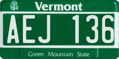 VT license plate AEJ136