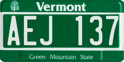 VT license plate AEJ137
