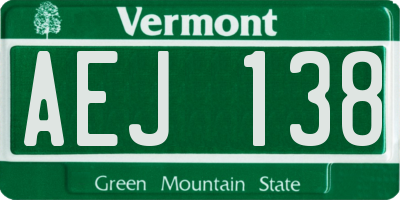 VT license plate AEJ138