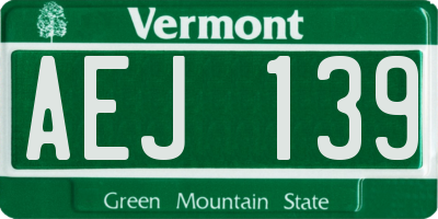 VT license plate AEJ139