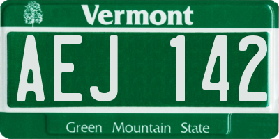 VT license plate AEJ142