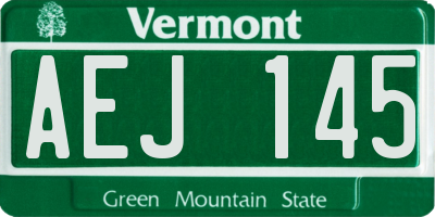 VT license plate AEJ145
