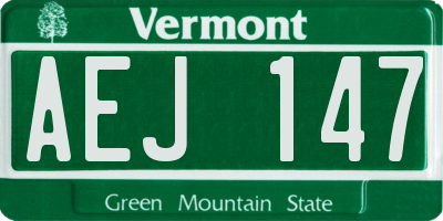 VT license plate AEJ147
