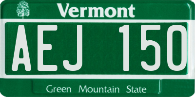VT license plate AEJ150
