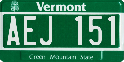 VT license plate AEJ151