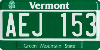 VT license plate AEJ153