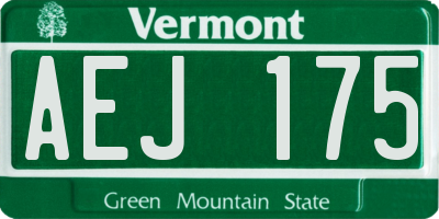 VT license plate AEJ175