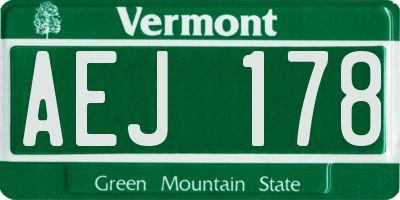 VT license plate AEJ178