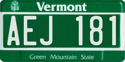 VT license plate AEJ181