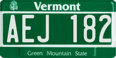VT license plate AEJ182