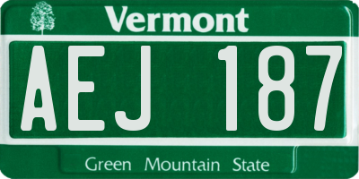 VT license plate AEJ187