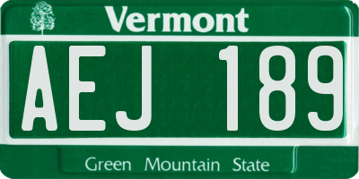 VT license plate AEJ189