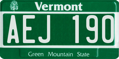 VT license plate AEJ190