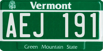 VT license plate AEJ191
