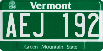 VT license plate AEJ192
