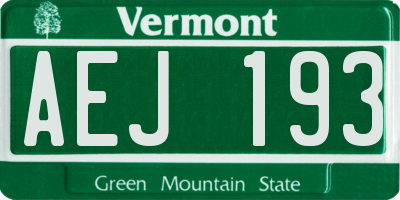VT license plate AEJ193
