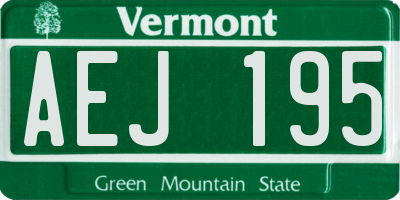 VT license plate AEJ195