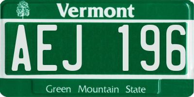 VT license plate AEJ196