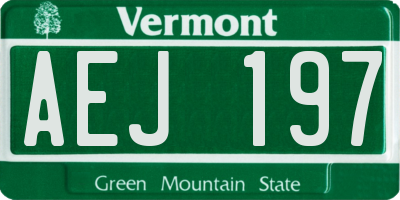 VT license plate AEJ197