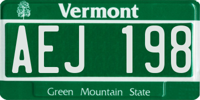 VT license plate AEJ198