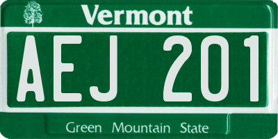 VT license plate AEJ201